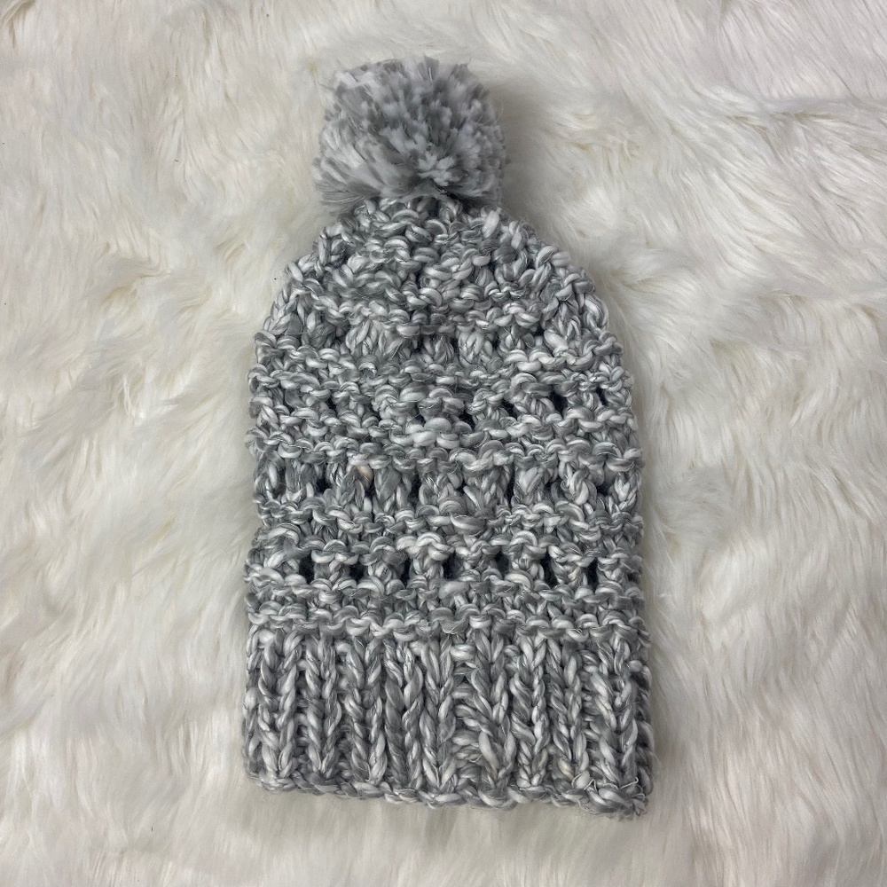 Gray Pom Pom Beanie